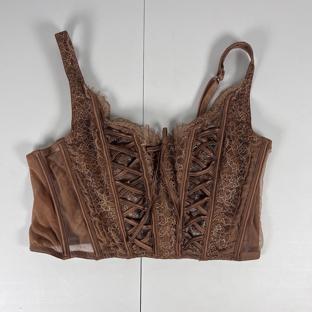 VICTORIA'S SECRET DREAM ANGELS UNLINED LACE UP CORSET BRA TOP M